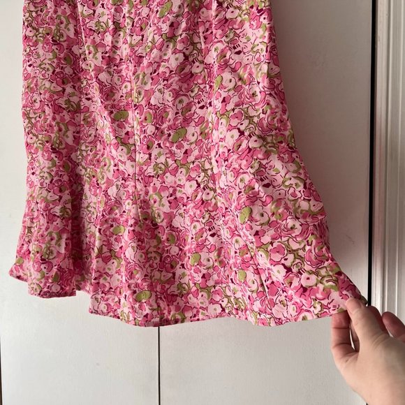 Joe Boxer Apple Blossom Floral Ruffle Hem Skirt (Pink and Green) - 8 - Picture 2 of 4